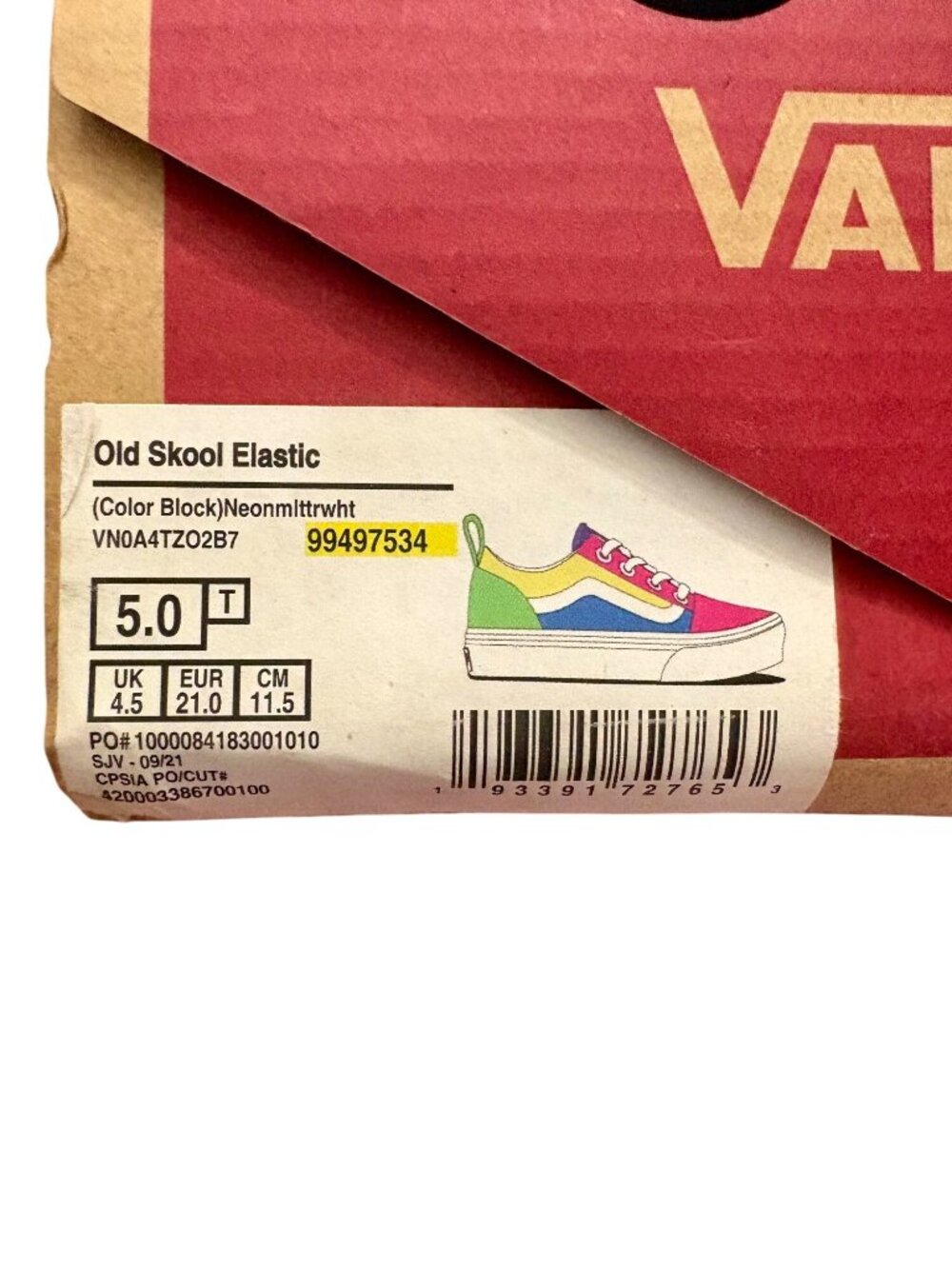 Vans Old Skool Elastic Toddler ColorBlock SlipOn Neon Multicolor Shoes Sz 5.0T - Picture 2 of 14